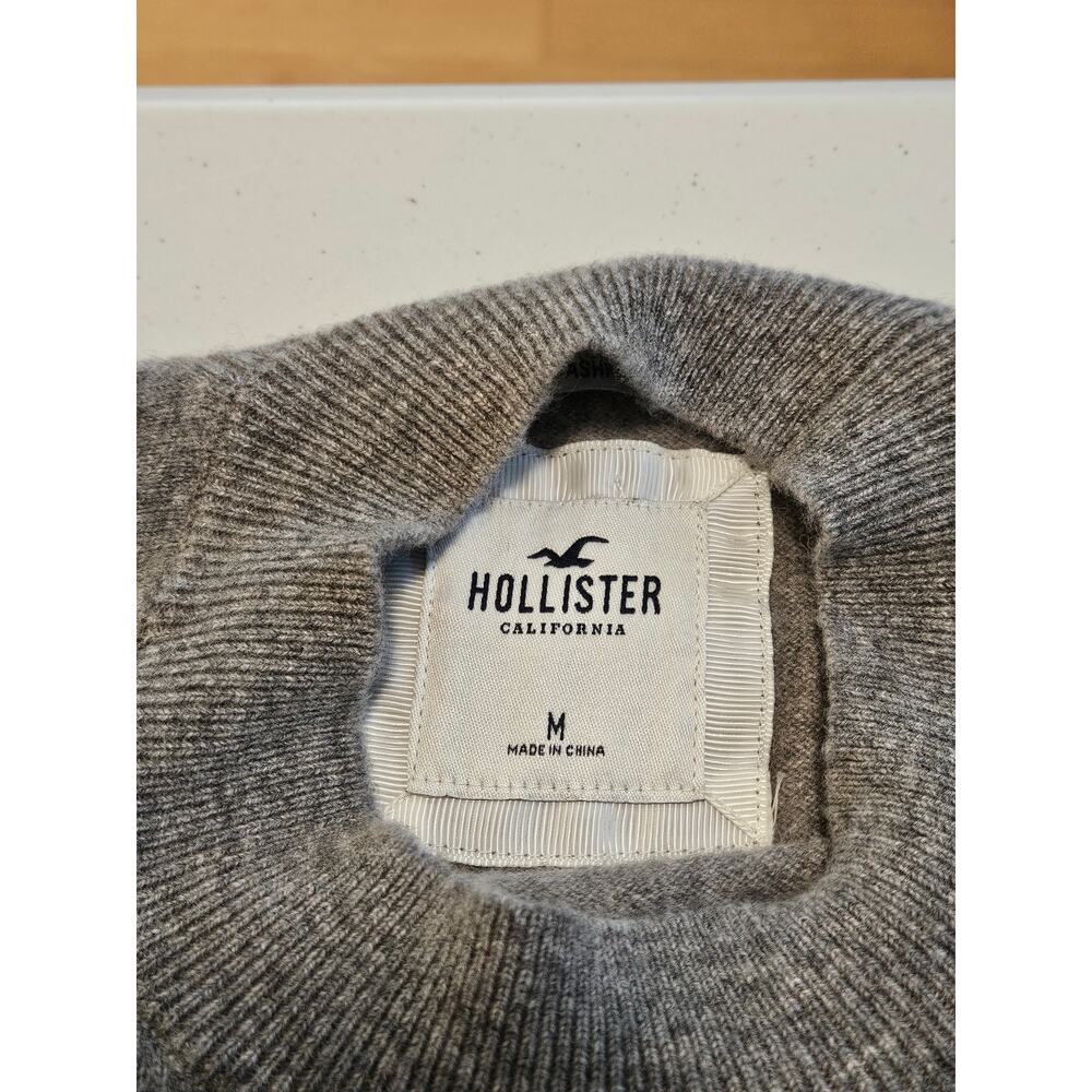 Hollister 100% Cashmere Sweater Womens Medium Gray Mock Neck Raglan Sleeve Soft - Picture 4 of 10